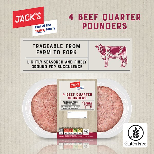 Jack's 4 Beef Quarter Pounders 454g (4 x 454g)