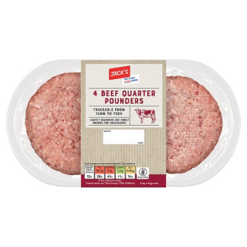 Jack's 4 Beef Quarter Pounders 454g (1 x 454g)
