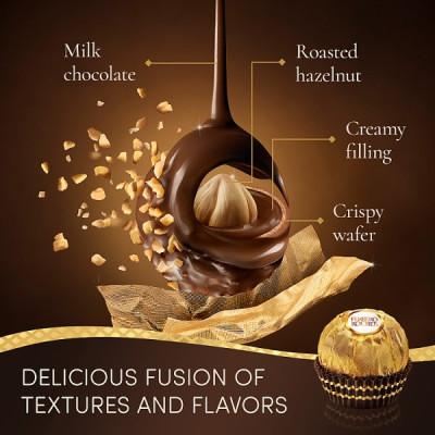 Ferrero Rocher Milk Chocolate Hazelnut Pralines Treat Pack 3 Pieces 37.5g (16 x 37.5g)