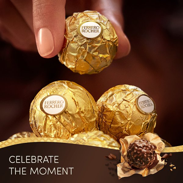 Ferrero Rocher Milk Chocolate Hazelnut Pralines Treat Pack 3 Pieces 37.5g (16 x 37.5g)