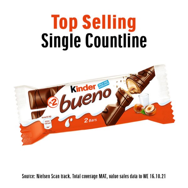 Kinder Bueno Milk Chocolate and Hazelnut Twin Bars Single Pack 43g (30 x 43g)