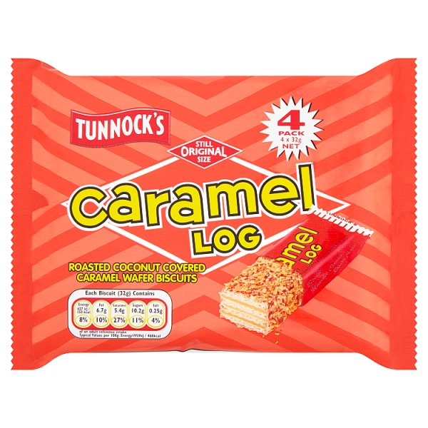 Tunnock's Caramel Log Wafer Biscuits 4 x 32g (18 x 4pk)