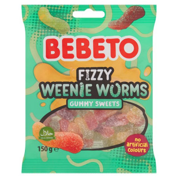 Bebeto Fizzy Whizzy Weenie Worms 150g (10 x 150g)