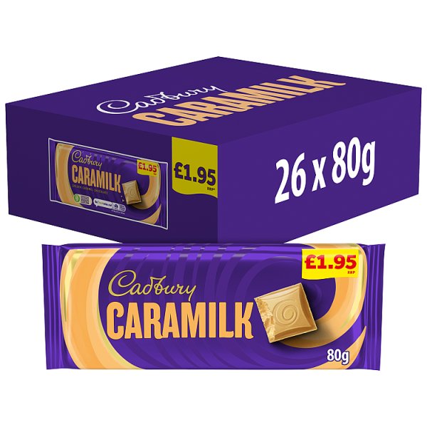 Cadbury Caramilk Chocolate Bar 80 g (26 x 80g)