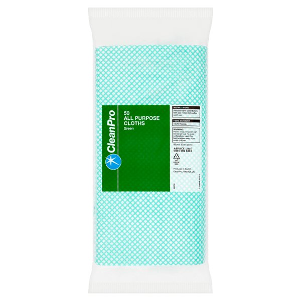 CleanPro 50 All Purpose Cloths Green (1 x 50pk)