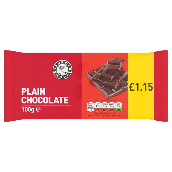 Euro Shopper Plain Chocolate 100g (28 x 100g)