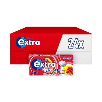 Extra Refreshers Chewing Gum Sugar Free Strawberry Lemon x7 Pieces (16 x 7pc)