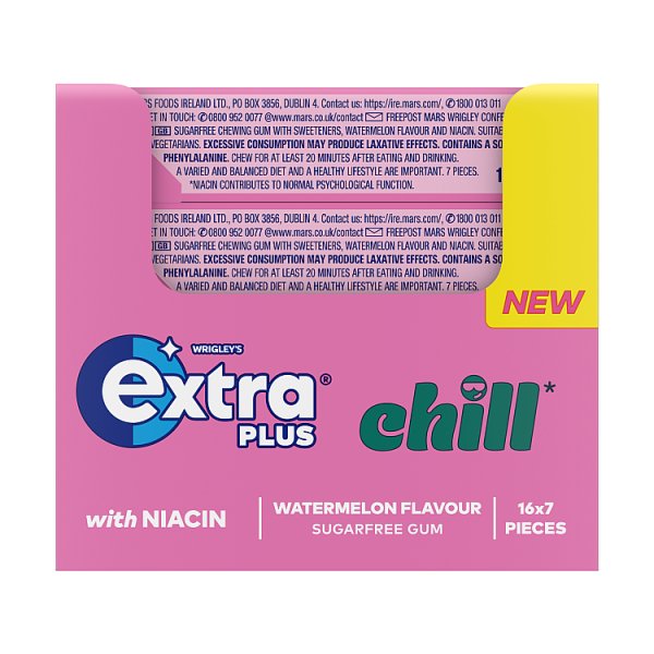 Extra plus 7 Watermelon Flavour Sugarfree Gum 15.6g (16 x 19g)
