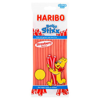 HARIBO Balla Stixx Chewy Strawberry Flavour Sweets Sharing Bag 140g (12 x 140g) HARIBO Balla Stixx Chewy Strawberry Flavour Sweets Sharing Bag 140g (12 x 140g)