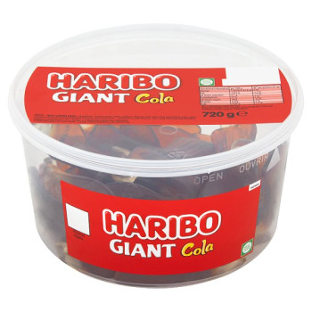 HARIBO Giant Cola Jelly Sweets Tub 720g (4 x 40pc)