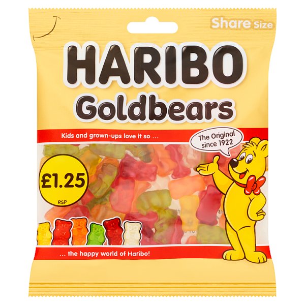 HARIBO Goldbears Jelly Fruit Flavour Sweets Sharing Bag 140g (12 x 140g)