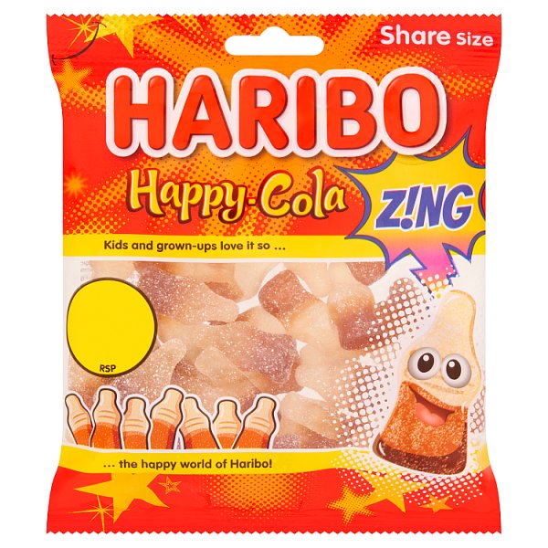 HARIBO Happy Cola Zing Fizzy & Jelly Sweets Sharing Bag 140g (12 x 140g)
