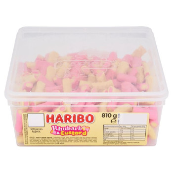 HARIBO Rhubarb & Custard Chewy Sweets Tub 810g (6 x 300s)