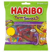 HARIBO Twin Snakes Fruit Flavour Gum Jelly Sweets Sharing Bag 140g (12 x 140g)