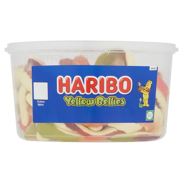 HARIBO Yellow Bellies Fruit Flavour & Foam Gums Sweets Tub 768g (4 x 24pc) HARIBO Yellow Bellies Fruit Flavour & Foam Gums Sweets Tub 768g (4 x 24pc)
