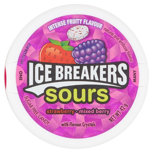 Ice Breakers Sours Strawberry Mixed Berry 42g (8 x 42g)