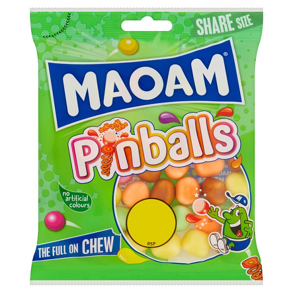 MAOAM Pinballs Fruit & Cola Flavour Chewy Sweets Sharing Bag 140g (14 x 140g)