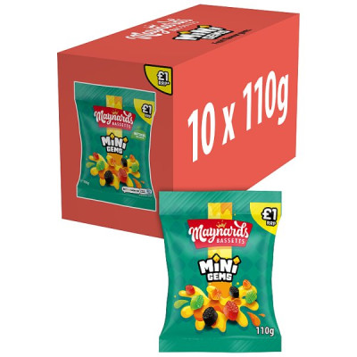 Maynards Bassetts Mini Gems Candy 110g (10 x 110g)