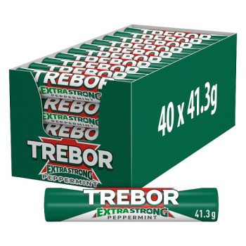 Trebor Extra Strong Peppermint Mints Roll 41.3g (40 x 41.3g)