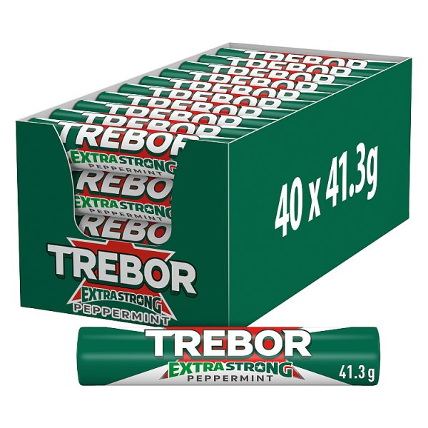 Trebor Extra Strong Peppermint Mints Roll 41.3g (40 x 41.3g)