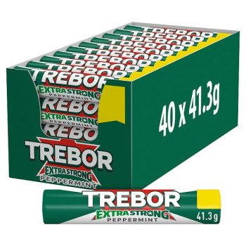 Trebor Extra Strong Peppermint Mints Roll 69p PMP 41.3g (40 x 41.3g)