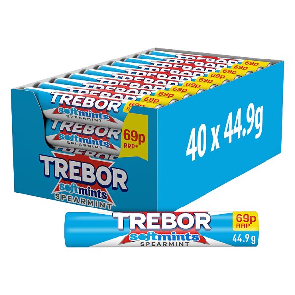 Trebor Softmints Spearmint Mints Roll 69p PMP 44.9g (40 x 44.9g)