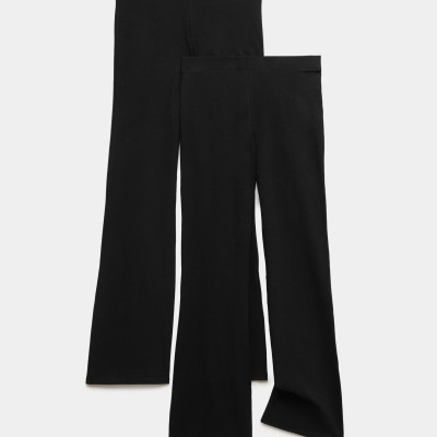 2 Pack Cotton Rich Flared Leggings (6-16 Yrs)