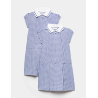 2 Pack Zip Gingham School Dresses (2-14 Yrs)