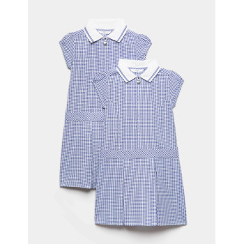 2 Pack Zip Gingham School Dresses (2-14 Yrs)