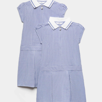 2 Pack Zip Gingham School Dresses (2-14 Yrs)