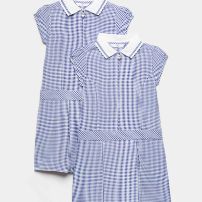 2 Pack Zip Gingham School Dresses (2-14 Yrs)