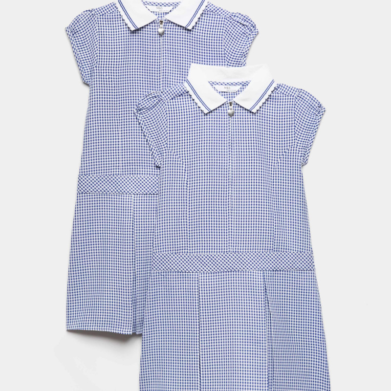 2 Pack Zip Gingham School Dresses (2-14 Yrs)