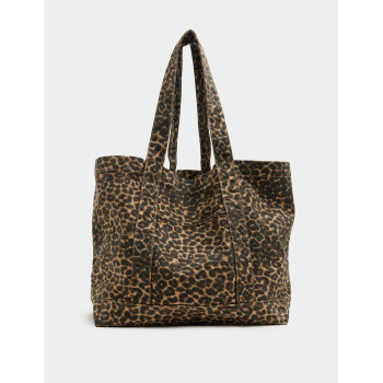 M&S Canvas Leopard Print Tote Bag