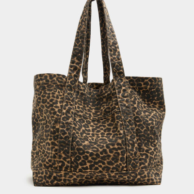 M&S Canvas Leopard Print Tote Bag