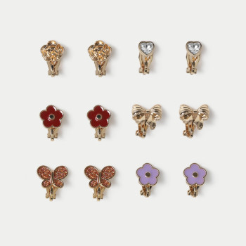 Pretty Motif Clip On 6 Pack Earring