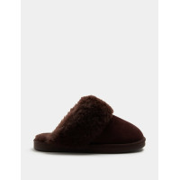 Suede Faux Fur Trim Mule Slippers