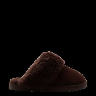 Suede Faux Fur Trim Mule Slippers