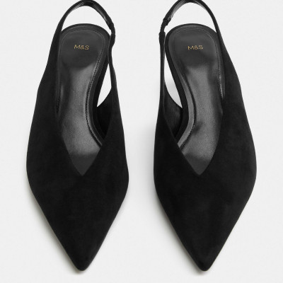 M&S Kitten Heel Pointed Slingback Shoes