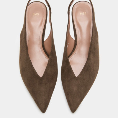 M&S Kitten Heel Pointed Slingback Shoes