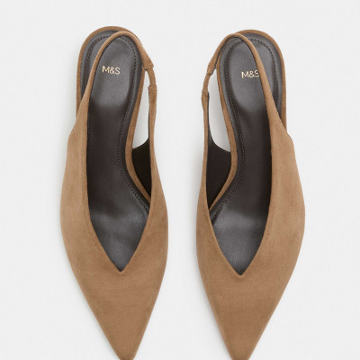 M&S Kitten Heel Pointed Slingback Shoes