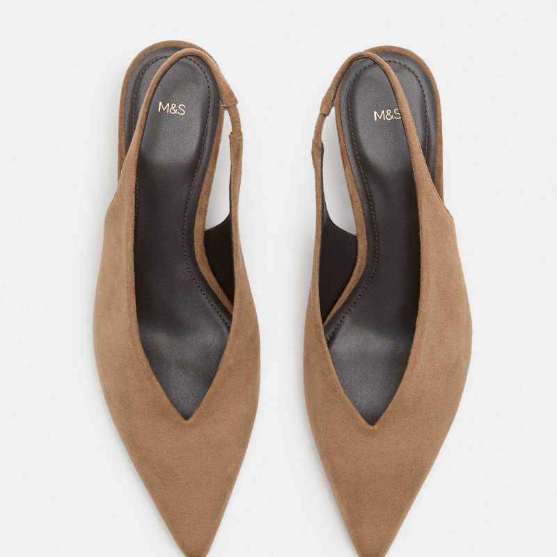 M&S Kitten Heel Pointed Slingback Shoes