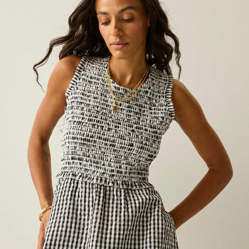 Poloma Gingham Midi Shirred Dress