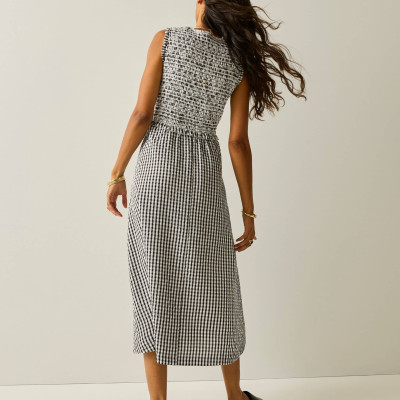 Poloma Gingham Midi Shirred Dress