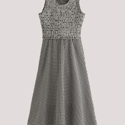 Poloma Gingham Midi Shirred Dress