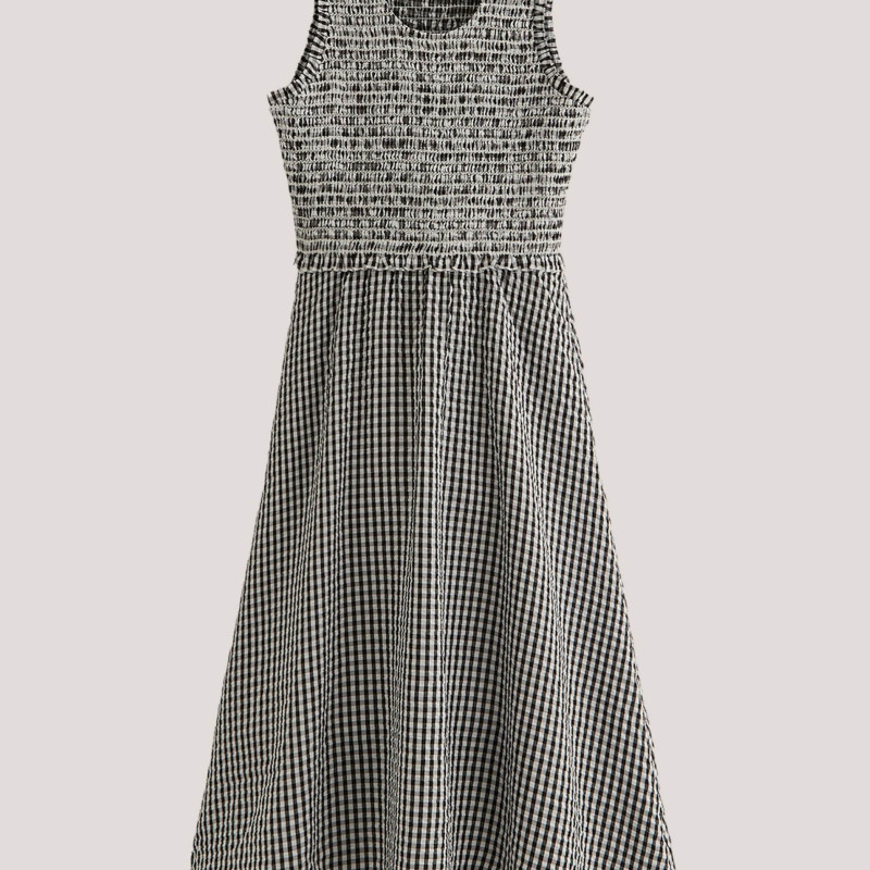 Poloma Gingham Midi Shirred Dress