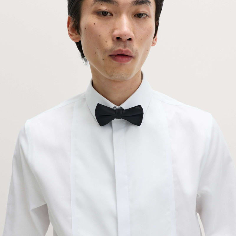 Regular Fit Cotton Dress Shirt with Bow Tie Regular Fit Cotton Dress Shirt with Bow Tie