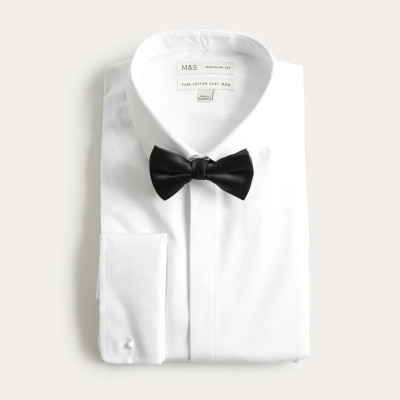 Regular Fit Cotton Dress Shirt with Bow Tie Regular Fit Cotton Dress Shirt with Bow Tie