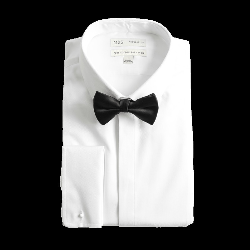Regular Fit Cotton Dress Shirt with Bow Tie Regular Fit Cotton Dress Shirt with Bow Tie