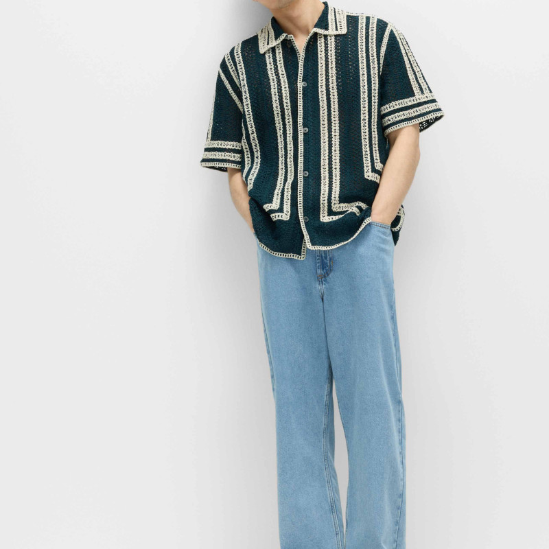 Relaxed Fit Knitted Short Sleeve Shirt