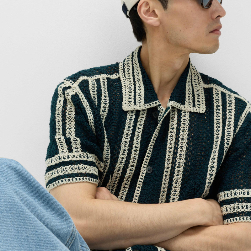 Relaxed Fit Knitted Short Sleeve Shirt